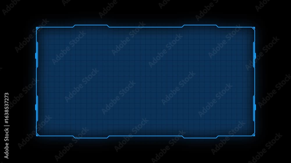 Poster futuristic rectangle hud frame with neon glow – sci-fi interface background. hud graphics around the