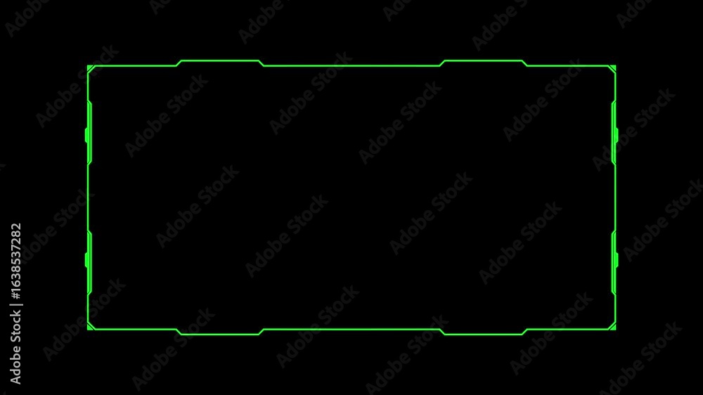 Poster futuristic rectangle hud frame with neon glow – sci-fi interface background. hud graphics around the