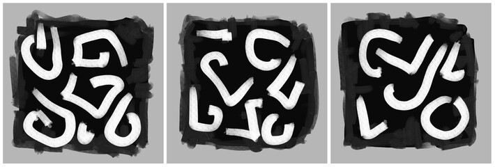 Modern interior triptych. The picture is painted by hand on a tablet.