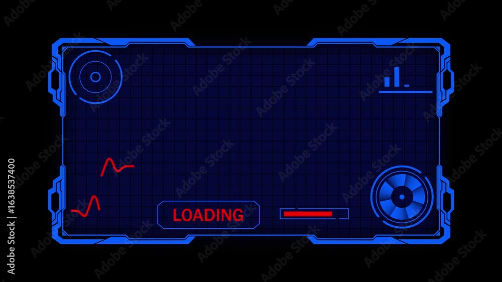 Poster futuristic rectangle hud frame with neon glow – sci-fi interface background. hud graphics around the