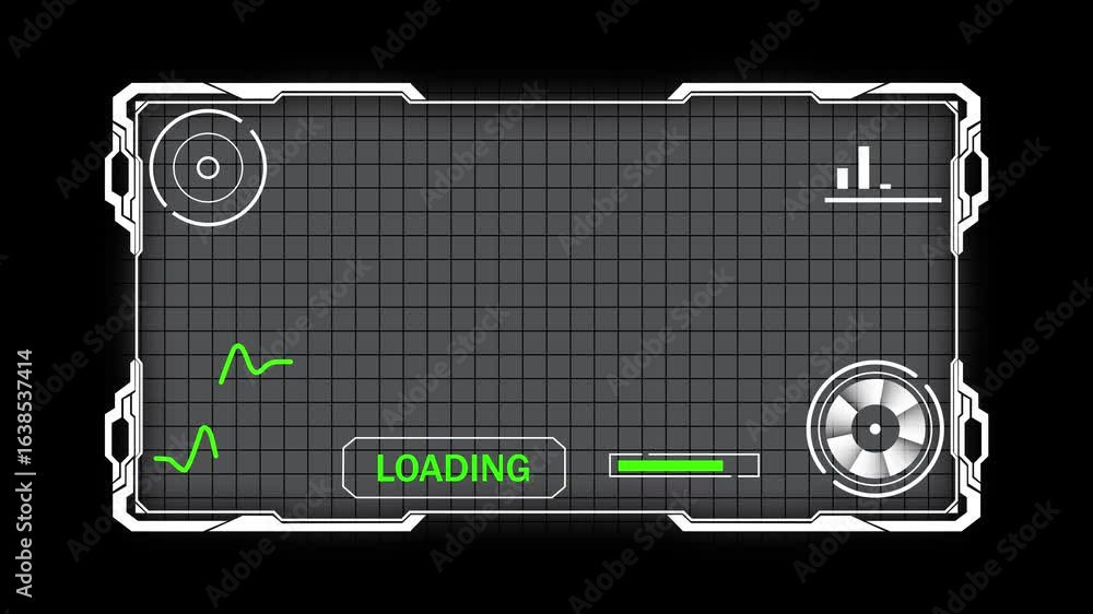 Poster futuristic rectangle hud frame with neon glow – sci-fi interface background. hud graphics around the