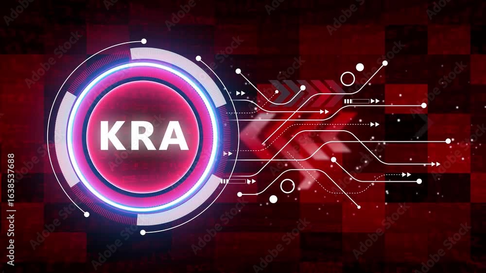 Poster kra – key result area. kra concept head up display (hud ui) panel and futuristic technology abstract