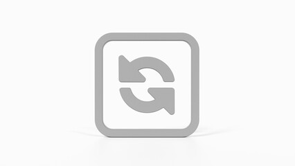 8K Gray 3D Render of Refresh Icon with White Background for Web Browsers, Mobile Apps, and User Interfaces

