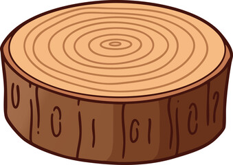 Wood log slice with tree rings natural wooden texture vector illustration 
