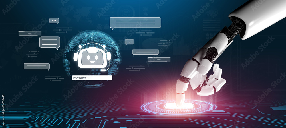 Poster ai assistant brain processor with llm technology, big data, machine learning, generative ai for busi