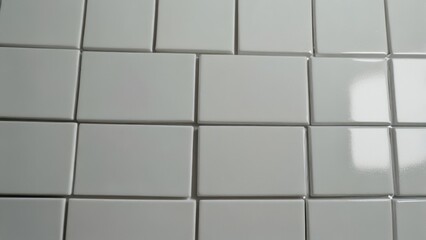 Irregular White Ceramic Tiles with Uneven Grid Pattern and Asymmetrical Alignment

