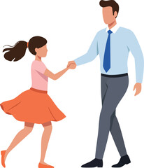 Man and girl shaking hands in friendly greeting vector illustration 