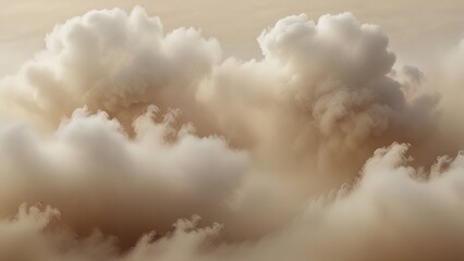 Rising White Mist Texture Over Smooth Neutral Beige Background with Sepia Gradient