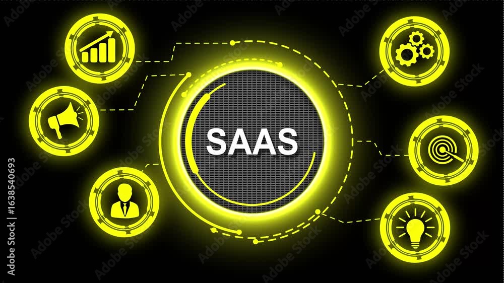 Poster software as a service saas. software concept. business, modern technology, saas (software as a servi