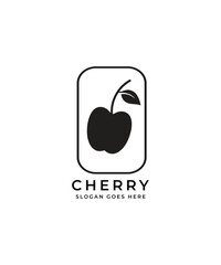fruit cherry with lines art logo design vector icon symbol illustration