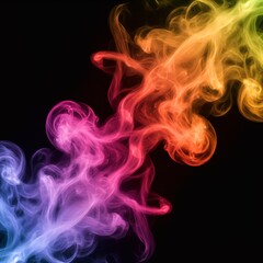 Obraz premium Vibrant Gradient Smoke Plume on Black Background.