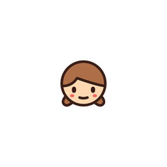 Cute Girl Face Chibi Icon – Flat Cartoon Style