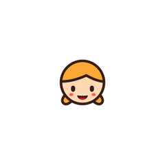 Cute Girl Face Chibi Icon – Flat Cartoon Style