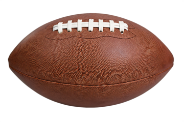 Brown football with white laces isolated on a transparent background