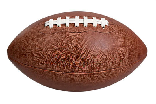Brown football with white laces isolated on a transparent background