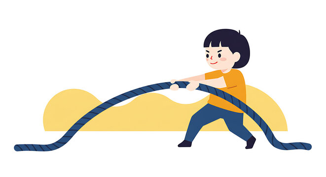 Joyful children competing in a traditional tug-of-war game, enjoying the celebration during Indonesian Independence Day.