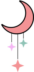 Crescent Moon with Stars Vector Illustration