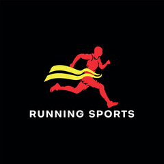 running sports logo design vector