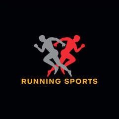 running sports logo design vector