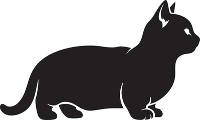 Adorable short legged cat silhouette