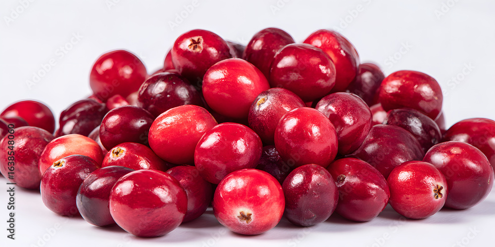Aufkleber vibrant round red cranberries scattered evenly against a crisp white background creating a fresh and