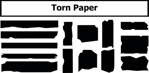 Abstract silhouette of torn paper with a dynamic ripped edge isolated on a transparent background