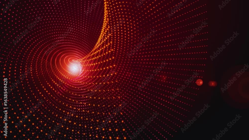 Poster Abstract red vector wallpaper with light halftone circles creating a dynamic tunnel-like pattern for a futuristic digital art concept