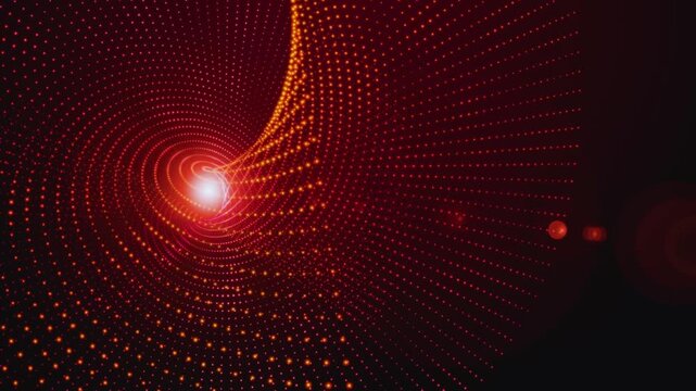 Abstract red vector wallpaper with light halftone circles creating a dynamic tunnel-like pattern for a futuristic digital art concept