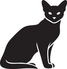 Black cat sitting elegantly as a silhouette