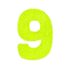 3d number 9 made of grass
