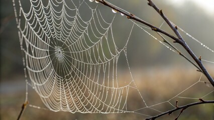 spider web with dew drops
