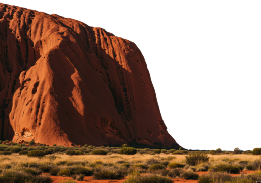 Spectacular uluru cliffs at sunrise australia nature red desert landscape scenic viewpoint. Cut out png