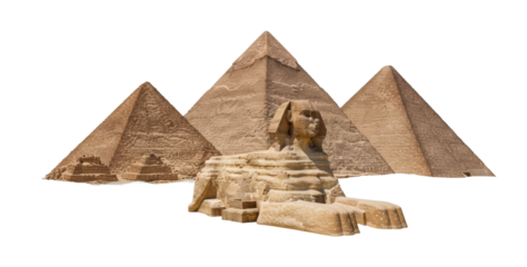 Exploring ancient wonders the great sphinx and pyramids of giza egypt architectural desert wide angle historical significance. Cut out png