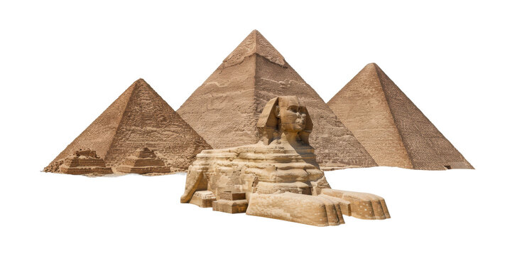 Exploring ancient wonders the great sphinx and pyramids of giza egypt architectural desert wide angle historical significance. Cut out png