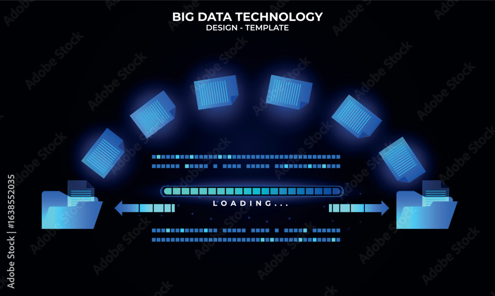 Poster glowing files upload concept. files transfer data with a holographic progress bar that says 