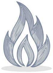 Obraz premium Abstract Illustration of Stylized Flame or Fire in Blue Gray Hues with Hand Drawn Lines