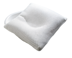 Soft white bath pillow for head and neck support isolated on transparent background