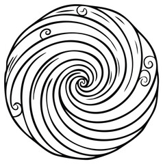 Naklejka premium Intricate black and white spiral design with decorative swirls and organic lines