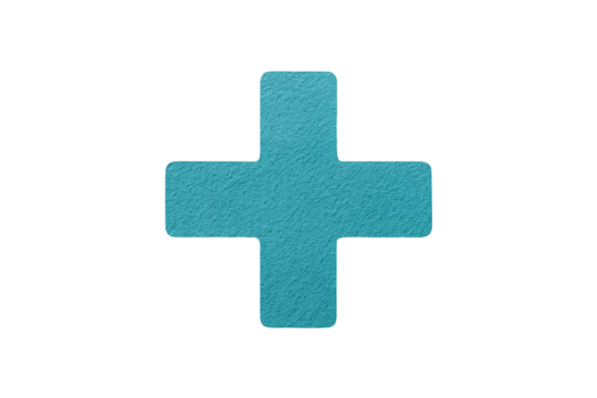 Textured Teal Plus Symbol with Rounded Corners Isolated on Black