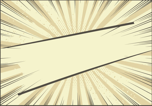 Comic book style background with sun rays and a blank area for text or images