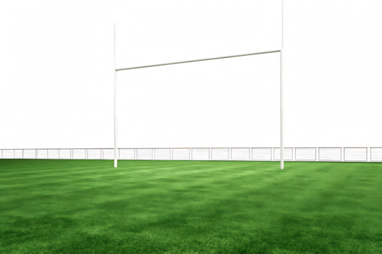 Goalposts on green field isolated on a transparent background