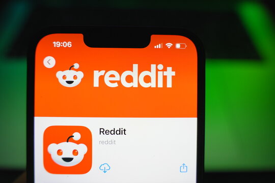 Roosendaal, The Netherlands - August 09, 2025: A smartphone displaying the logo of Reddit in the App Store.