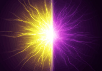 Obraz premium Abstract Yellow and Purple Energy Burst Divided Light.