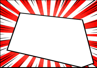Red and White Comic Book Style Burst Frame with Blank Space.
