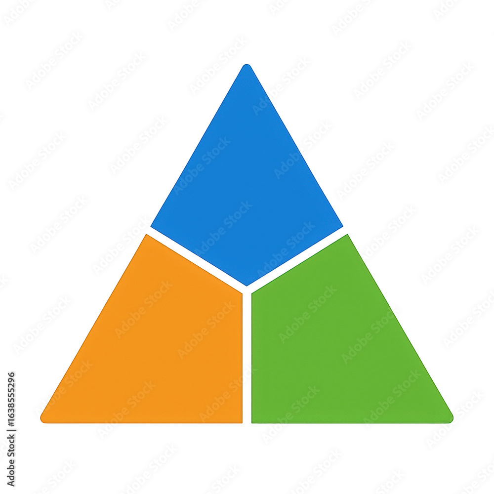 Poster Three Segmented Triangles Illustrating Concepts of Division, Strategy, and Teamwork in a Modern Visual Format