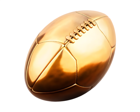Golden football ball isolated on white background isolated on a transparent background
