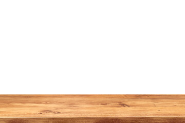 empty wooden table top in foreground isolated on background with clipping path. used for template mock up for display or montage products. showing your objects or mounting. wooden counter.