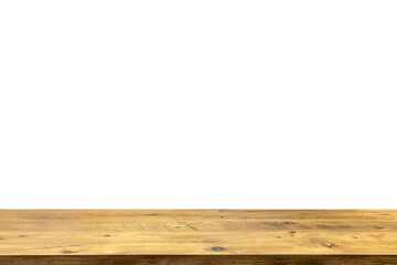 empty wooden table top in foreground isolated on background with clipping path. used for template mock up for display or montage products. showing your objects or mounting. wooden counter.