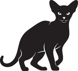 Fototapeta premium Elegant black oriental shorthair cat silhouette