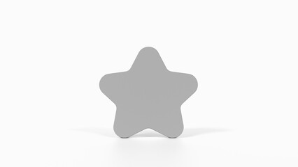 8K Gray 3D Render of Star Icon with White Background for Ratings, Favorites, and Highlights

